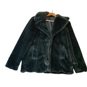 Rachel Zoe Women's Green Teddy Bear Coat Size Small Fluffy Jacket